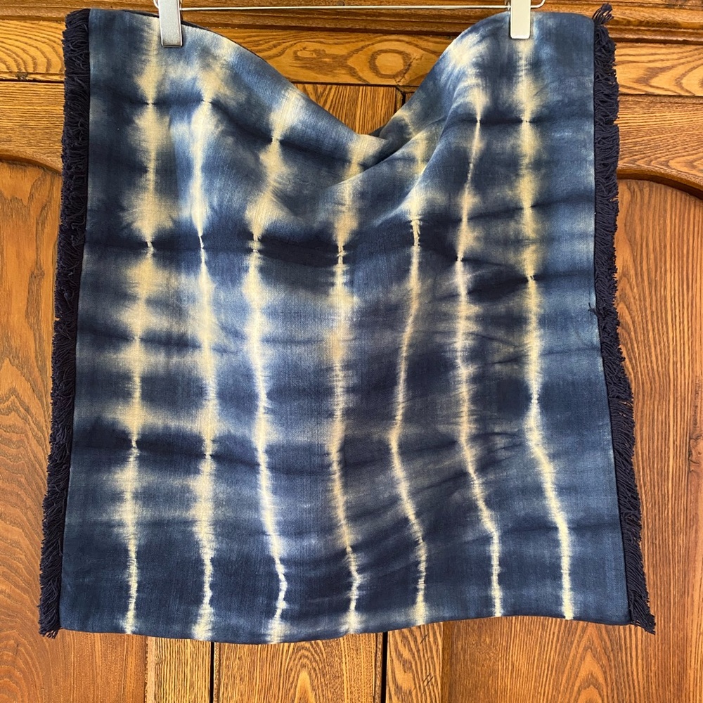 Pottery Barn set of 2 pillowcases shams tie dye indigo shibori  cotton 20” x 20”